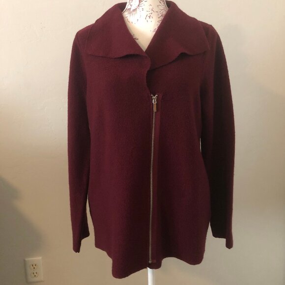 Chico's Red Maple Boiled Wool Jacket: Cozy Comfort Meets Chic Style! - Picture 1 of 12